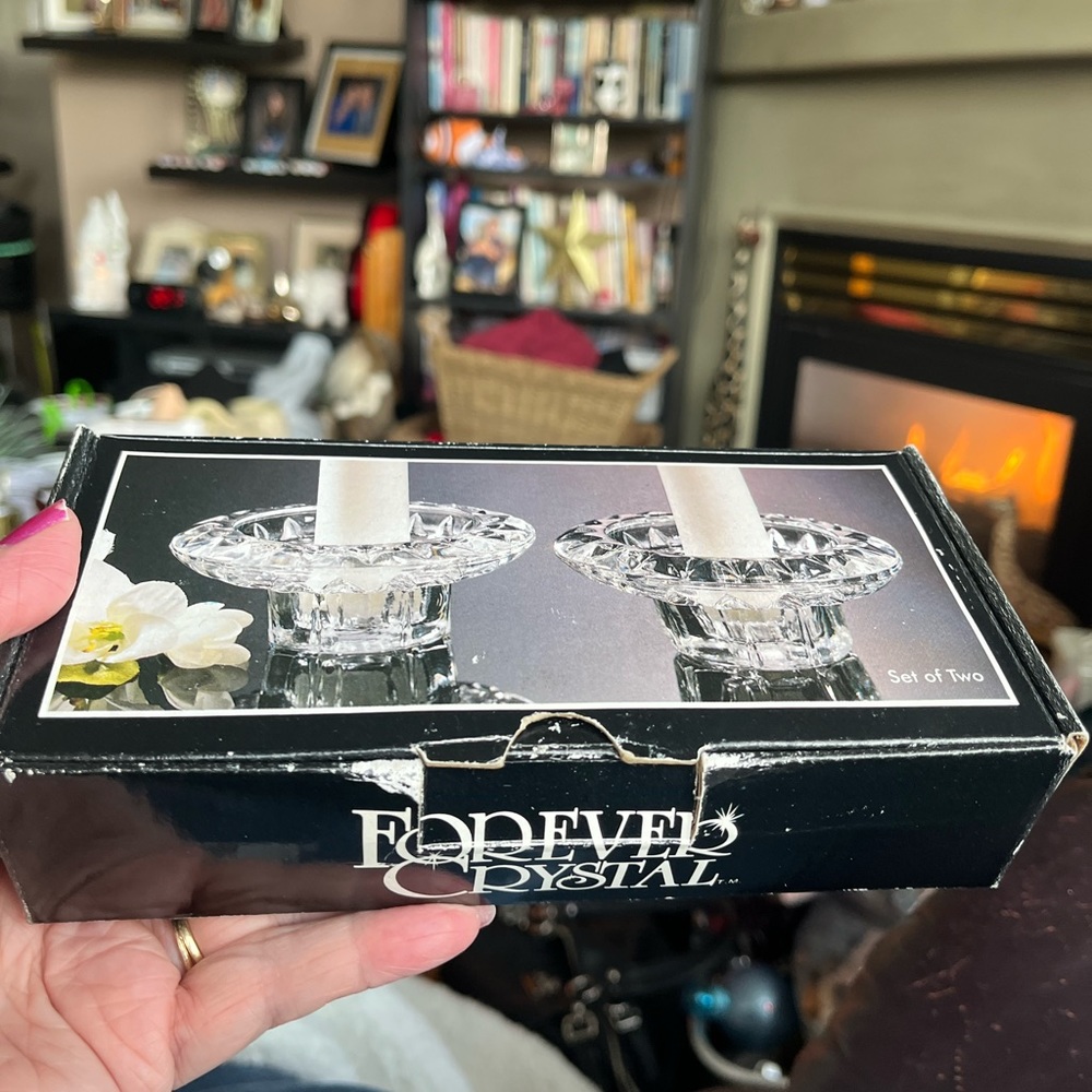 Vintage Forever Crystal Set of Two Candle/Votive Holders.